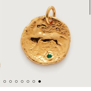 MONICA VINADER Gold Coin Pendant with Green Detail